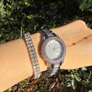 Elegant Silver Watch and Bracelet Set